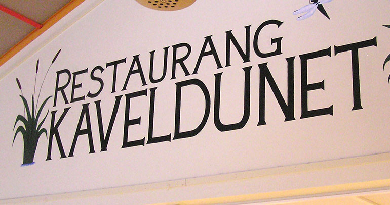 Restaurang Kaveldunets skylt