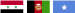 Flaggor som symboliserar information på flera språk