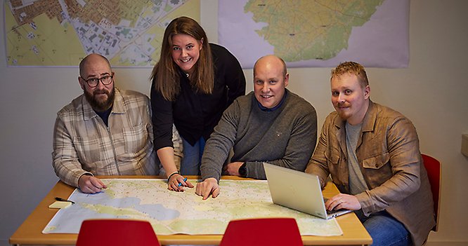 Säkerhetssamordnarna Carl Paegle, Felicia Abelsson, Andreas Gustavsson och informationssäkerhetssamordnaren Johan Johnsson.